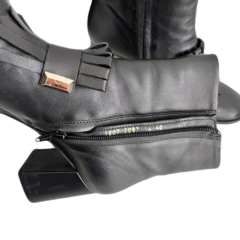Vinci Black Leather ‘Luksor Tassel Block Heel’ Boots, Size 40